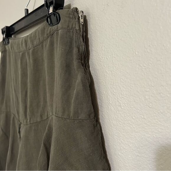 Zara green linen blend ruffle tiered midi skirt women’s size small - Picture 6 of 10